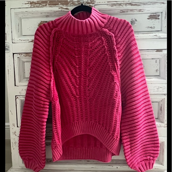 Free people sweetheart sweater small candy blossom pink cotton - Picture 2 of 6